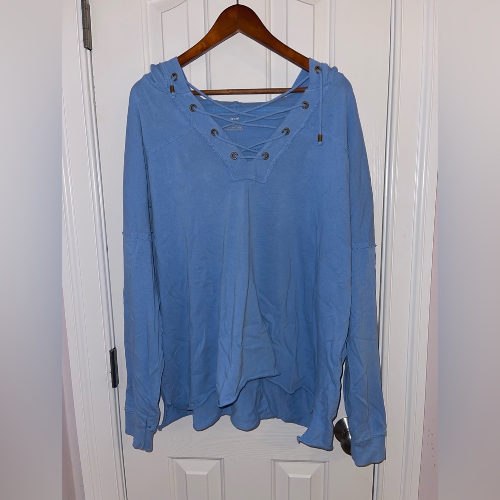 Blue hooded long sleeve